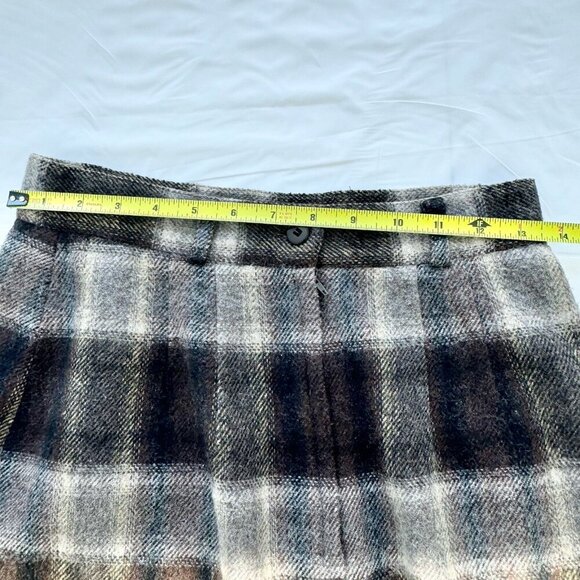 Vintage 90s Women Wool Blend Brown And Beige Plaid Skirt Full Lined Size 7 - Picture 6 of 11